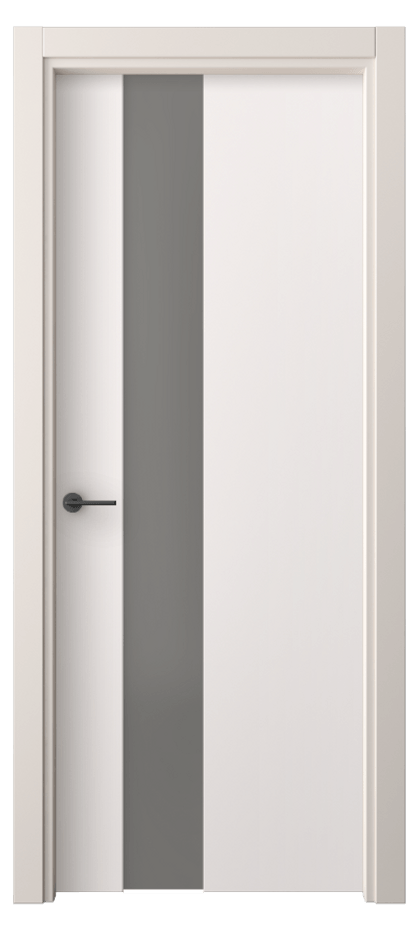 Межкомнатная дверь Freedom 4224 ПЭТ кремово-серый Сатинированное серое стекло, триплекс, 8 мм Цена 1500 Br | Volhovec