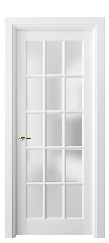Межкомнатная дверь Лигнум 0708 Матовый белоснежный Сатинированное стекло Цена 6160 Br | Volhovec