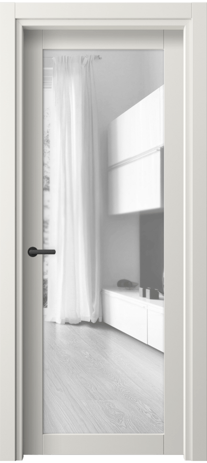 Межкомнатная дверь Нео 2102 ПЭТ белоснежный Прозрачное стекло, триплекс Цена 1480 Br | Volhovec