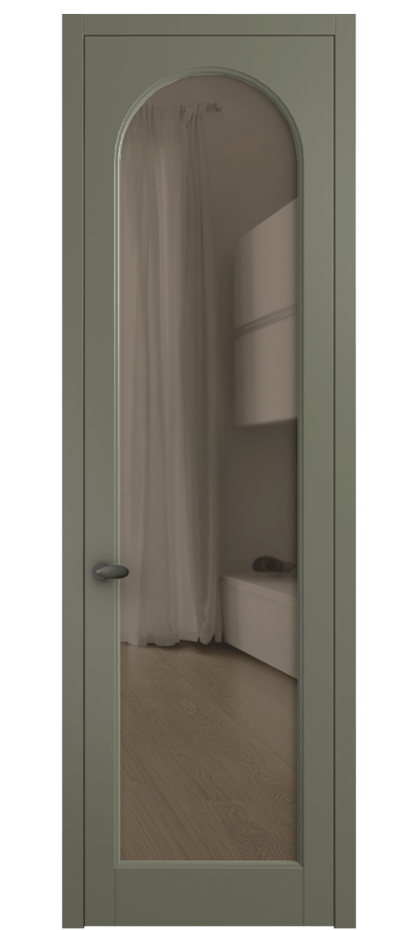 Межкомнатная дверь Палаццо 6804 Матовый оливковый тёмный Прозрачное бронзовое стекло, триплекс Цена 5200 Br | Volhovec