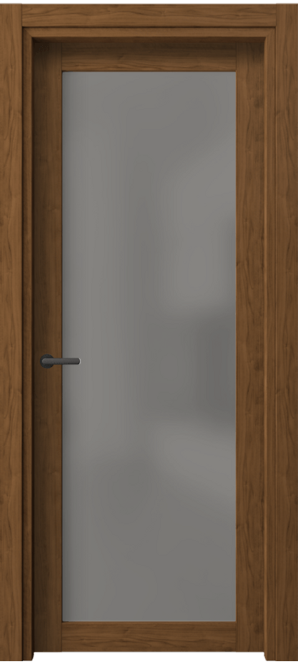 Межкомнатная дверь Нео 2102 Лесной орех Сатинированное серое стекло, триплекс Цена 660 Br | Volhovec