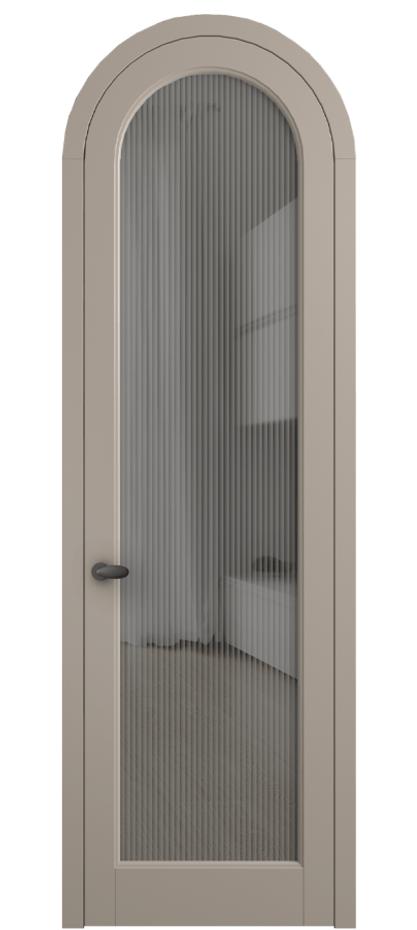 Межкомнатная дверь Palazzo 6814 Матовый бисквитный Рифлёное серое стекло "Moru", триплекс, 8 мм Цена 6700 Br | Volhovec