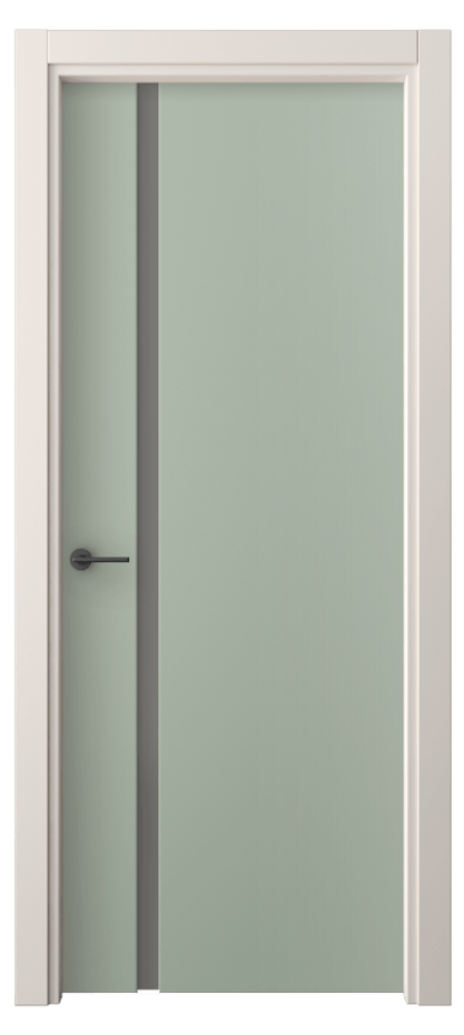 Межкомнатная дверь Freedom 4222 ПЭТ светло-оливковый Сатинированное серое стекло, триплекс Цена 1600 Br | Volhovec