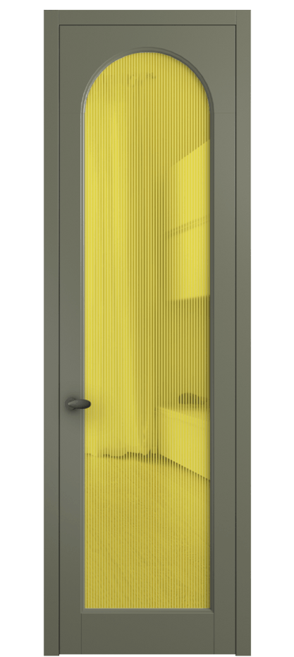 Межкомнатная дверь Palazzo 6804 Матовый оливковый тёмный Рифлёное желтое стекло "Дюна", триплекс Цена 5500 Br | Volhovec