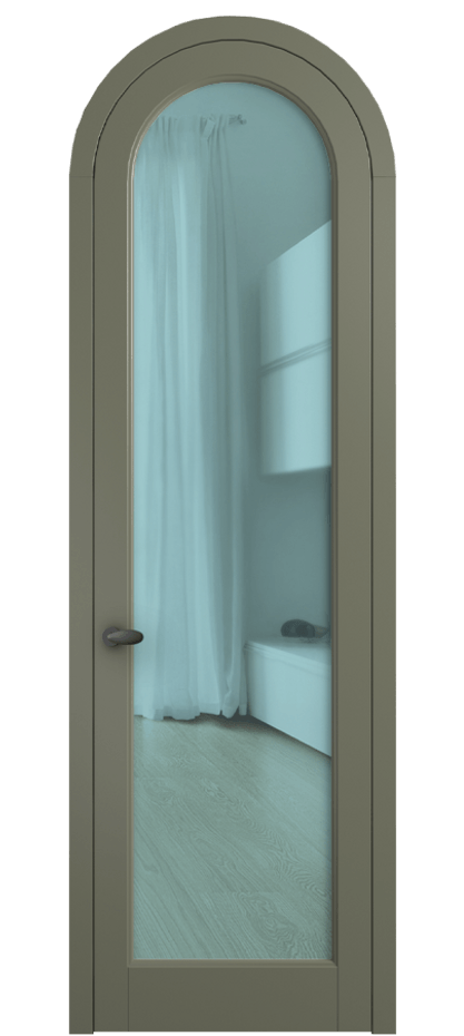 Межкомнатная дверь Palazzo 6814 Матовый оливковый тёмный Прозрачное голубое стекло, триплекс Цена 6700 Br | Volhovec