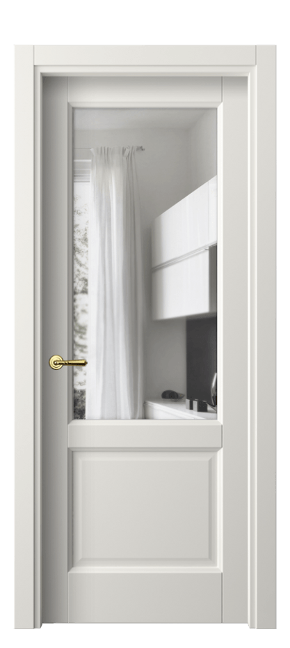 Межкомнатная дверь Galant 1422 Софт-тач белоснежный Прозрачное стекло, 4 мм Цена 1280 Br | Volhovec