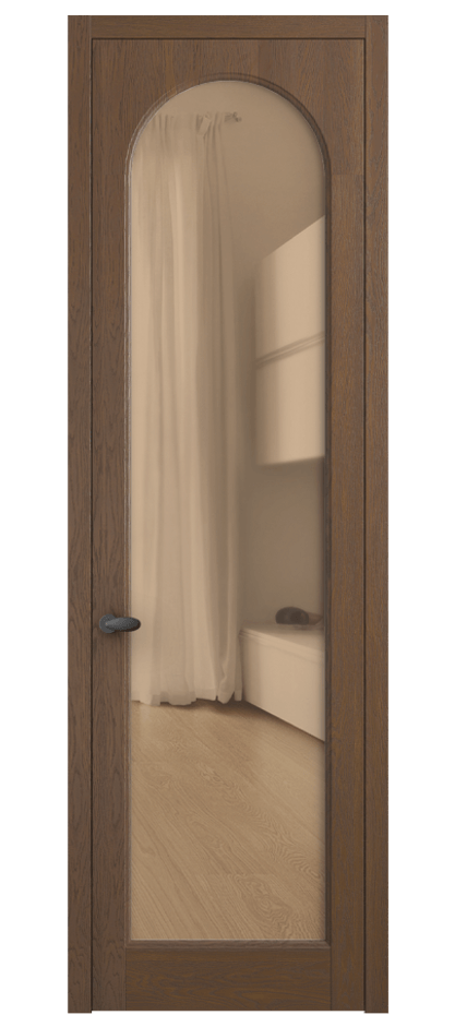 Межкомнатная дверь Palazzo 6804 Дуб каштановый матовый Прозрачное оранжевое стекло, триплекс Цена 7900 Br | Volhovec