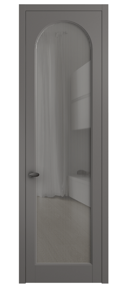 Межкомнатная дверь Palazzo 6804 Матовый классический серый Рифлёное серое стекло "Дюна", триплекс Цена 5500 Br | Volhovec
