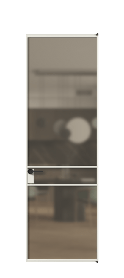 Алюминиевая дверь АЛПЛ040.02 Алюминий серый Сатинированное бронзовое стекло, триплекс Цена 6580  | Volhovec