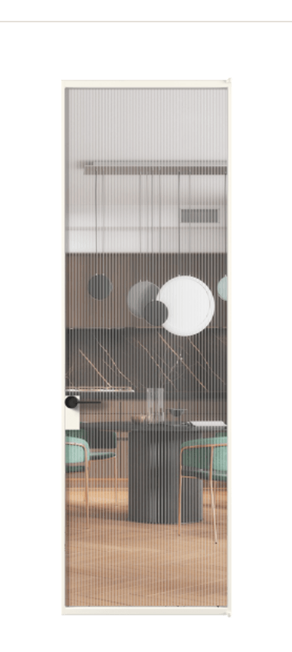 Алюминиевая дверь АЛПЛ040.01 Алюминий пудровый белый Рифлёное стекло "Moru", триплекс Цена 6670  | Volhovec