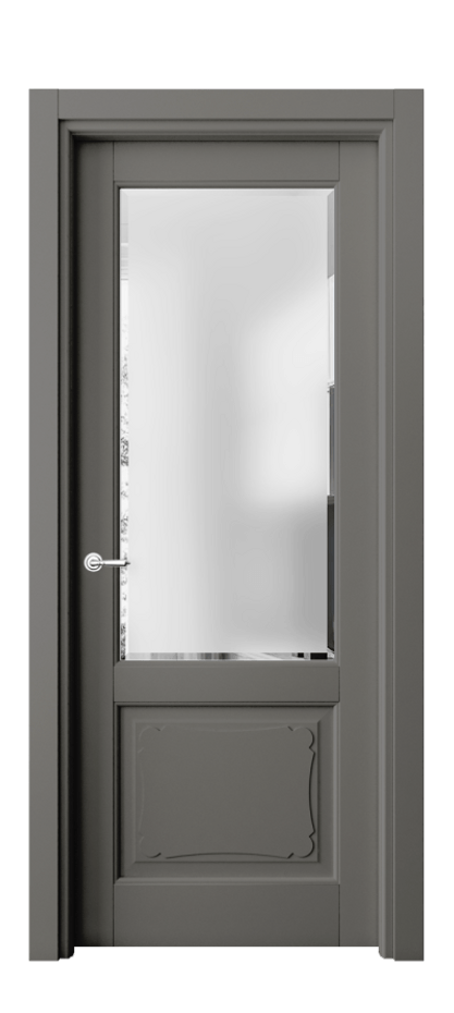 Межкомнатная дверь Тоскана Элегантэ 6322 Матовый классический серый Сатинированное стекло с фацетом Цена 5190 Br | Volhovec