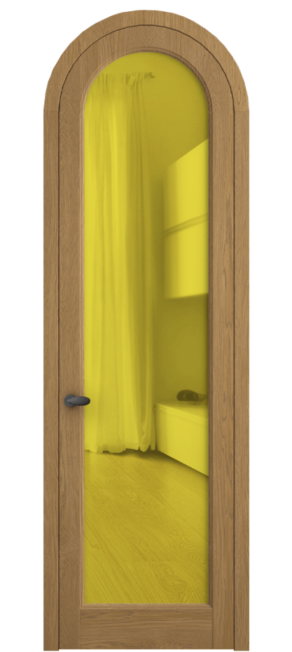 Межкомнатная дверь Palazzo 6814 Дуб солнечный матовый Прозрачное жёлтое стекло, триплекс Цена 11000 Br | Volhovec