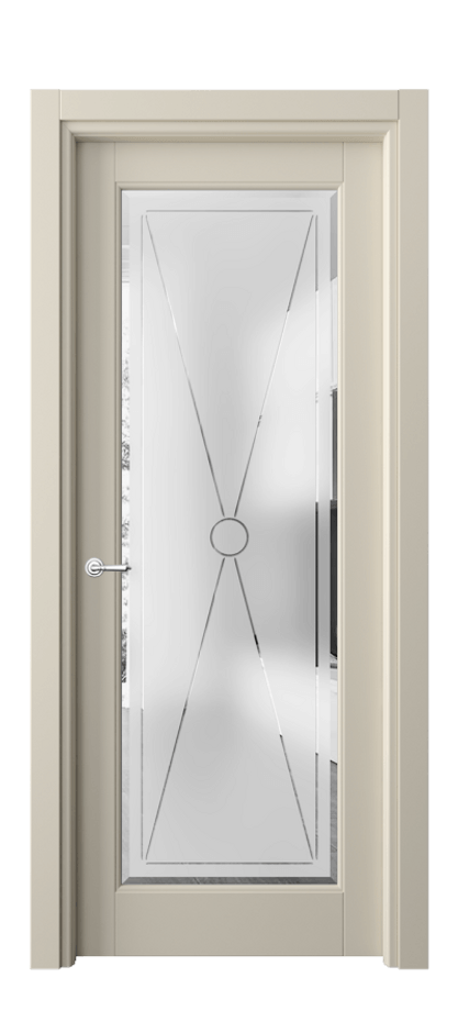 Межкомнатная дверь Тоскана Литера 6300 Матовый бежево-серый Сатинированное стекло с гравировкой «LITERA» Цена 5040 Br | Volhovec
