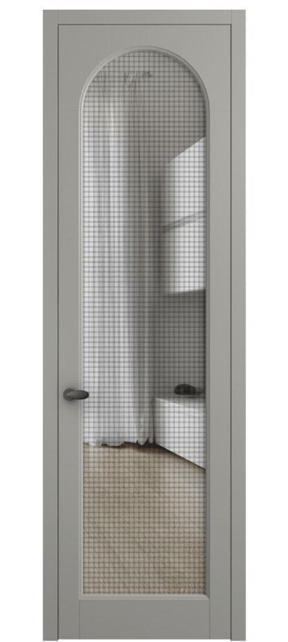Межкомнатная дверь Palazzo 6804 Матовый нейтральный серый Декоративное стекло с сеткой "Mesh silver", триплекс Цена 5600 Br | Volhovec