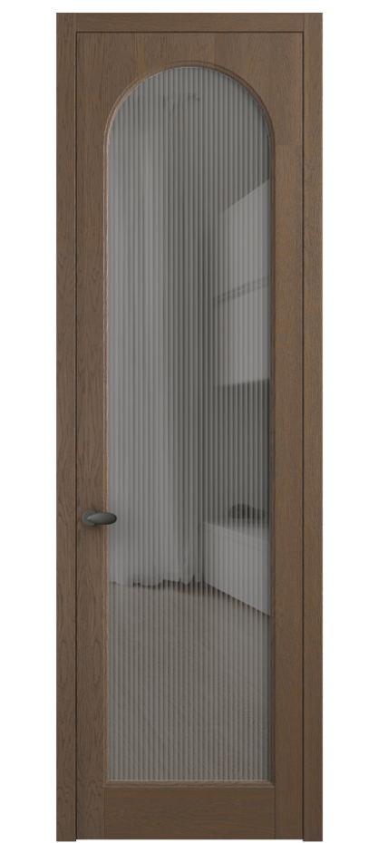 Межкомнатная дверь Palazzo 6804 Дуб туманный матовый Рифлёное серое стекло "Moru", триплекс Цена 8400 Br | Volhovec