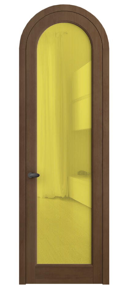 Межкомнатная дверь Палаццо 6814 Бук тёмный матовый Рифлёное желтое стекло "Дюна", триплекс Цена 9500 Br | Volhovec