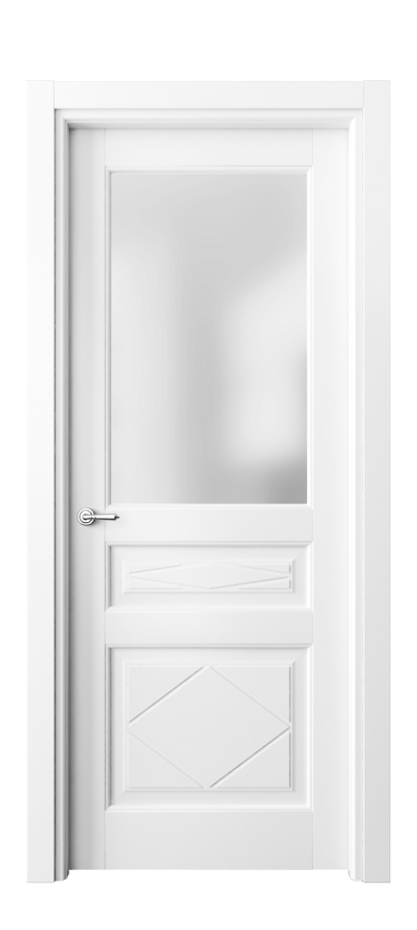 Межкомнатная дверь Тоскана Ромбо 6344 Матовый белоснежный Сатинированное стекло Цена 5290 Br | Volhovec