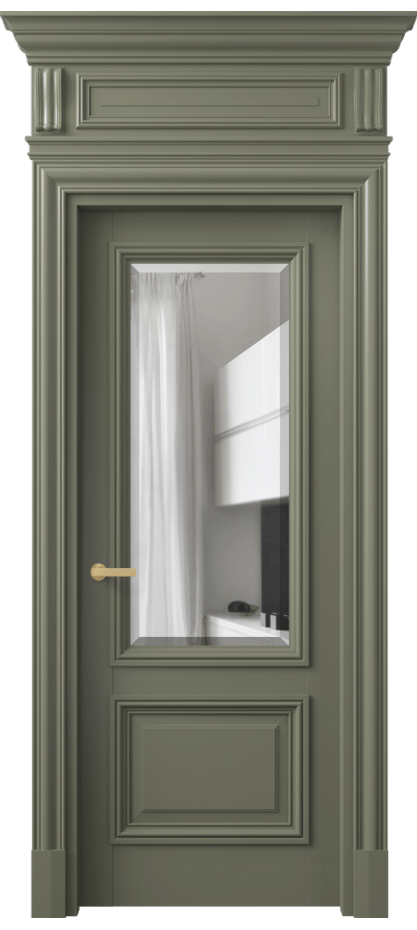 Межкомнатная дверь Антик 7302 Матовый оливковый тёмный Прозрачное стекло с фацетом Цена 8800 Br | Volhovec