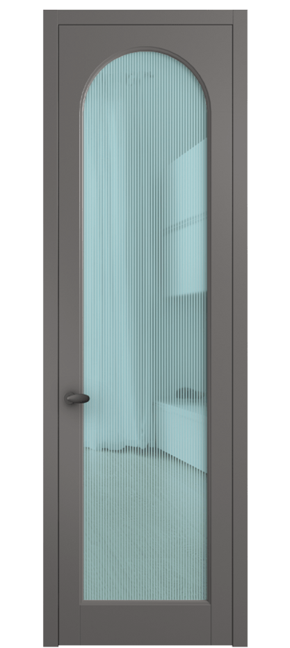 Межкомнатная дверь Palazzo 6804 Матовый классический серый Рифлёное голубое стекло "Дюна", триплекс Цена 5500 Br | Volhovec