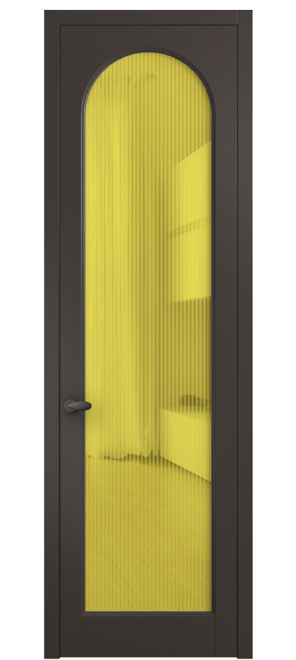Межкомнатная дверь Palazzo 6804 Матовый антрацит Рифлёное жёлтое стекло "Moru", триплекс Цена 5600 Br | Volhovec