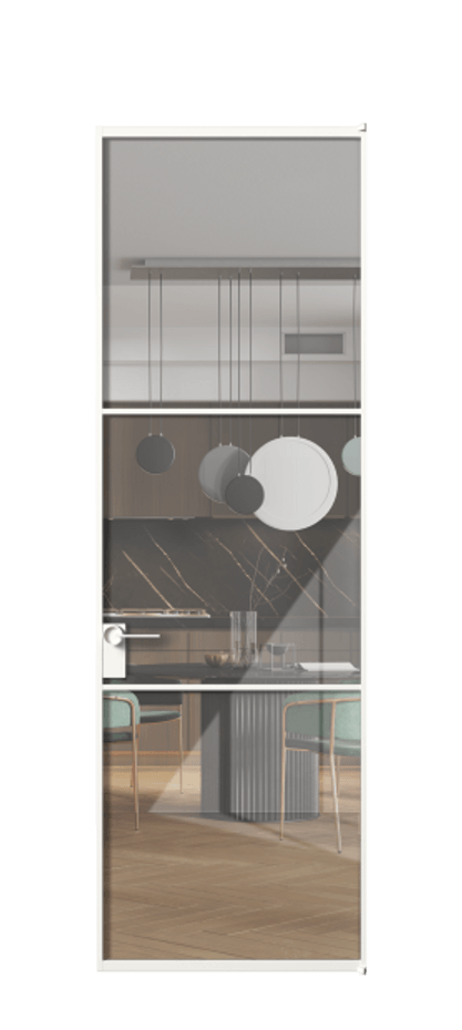 Алюминиевая дверь АЛПЛ040.03 Алюминий Белый Рефлективное прозрачное стекло "Stopsol", калёное Цена 7860  | Volhovec