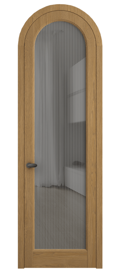 Межкомнатная дверь Palazzo 6814 Дуб солнечный матовый Рифлёное серое стекло "Moru", триплекс Цена 11500 Br | Volhovec