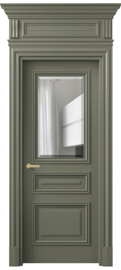 Межкомнатная дверь Антик 7304 Матовый оливковый тёмный Прозрачное стекло с фацетом Цена 8680 Br | Volhovec