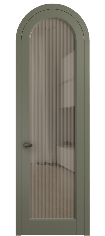 Межкомнатная дверь Palazzo 6814 Матовый оливковый тёмный Рифлёное бронзовое стекло "Moru", триплекс, 8 мм Цена 6700 Br | Volhovec