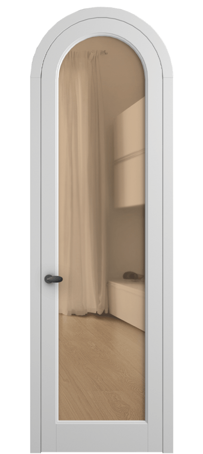 Межкомнатная дверь Palazzo 6814 Матовый белоснежный Прозрачное оранжевое стекло, триплекс Цена 6700 Br | Volhovec