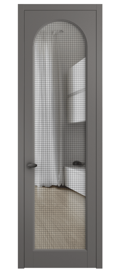 Межкомнатная дверь Palazzo 6804 Матовый классический серый Декоративное стекло с сеткой "Mesh silver", триплекс Цена 5600 Br | Volhovec