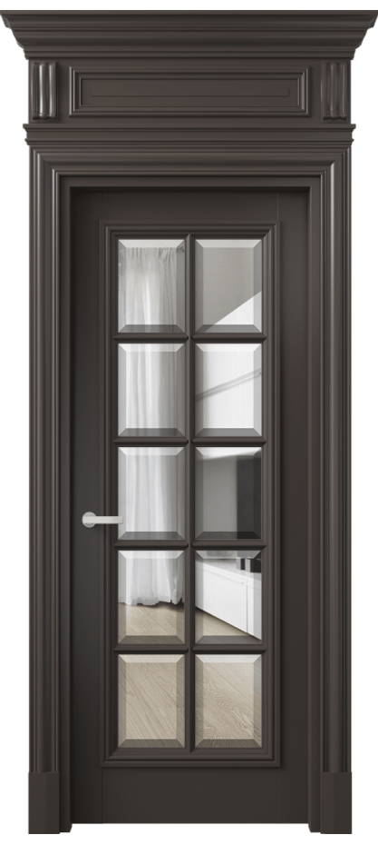 Межкомнатная дверь Антик 7310 Матовый антрацит Прозрачное стекло с фацетом Цена 9720 Br | Volhovec