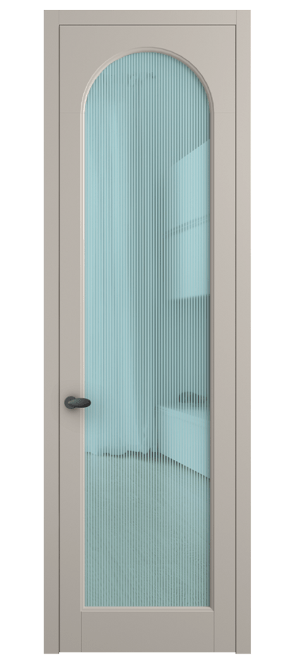 Межкомнатная дверь Palazzo 6804 Матовый светло-бежевый Рифлёное голубое стекло "Дюна", триплекс Цена 5500 Br | Volhovec