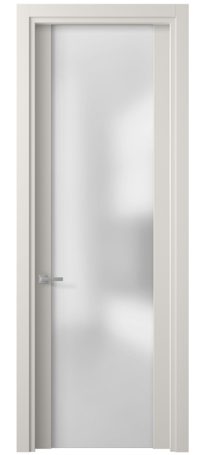 Межкомнатная дверь Планум 4114 Матовый пудровый белый Сатинированное стекло Цена 3171 Br | Volhovec