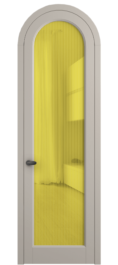 Межкомнатная дверь Palazzo 6814 Матовый светло-бежевый Рифлёное жёлтое стекло "Moru", триплекс Цена 7100 Br | Volhovec