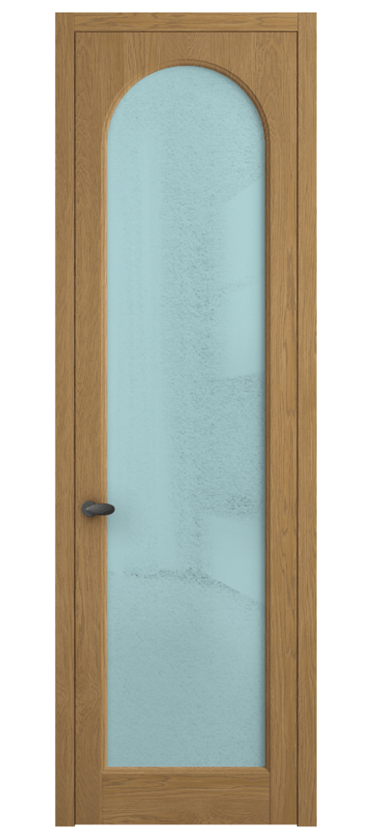 Межкомнатная дверь Палаццо 6804 Дуб солнечный матовый Фактурное голубое стекло "Лёд", триплекс Цена 8200 Br | Volhovec