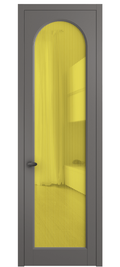 Межкомнатная дверь Палаццо 6804 Матовый классический серый Рифлёное жёлтое стекло "Мору", триплекс Цена 5600 Br | Volhovec
