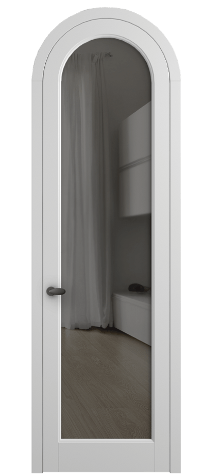 Межкомнатная дверь Палаццо 6814 Матовый белоснежный Прозрачное серое стекло, триплекс Цена 6700 Br | Volhovec