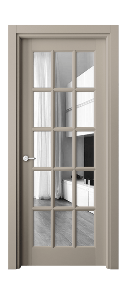 Межкомнатная дверь Тоскана Грильято 6311 Матовый бисквитный Двустороннее зеркало, триплекс Цена 6270 Br | Volhovec