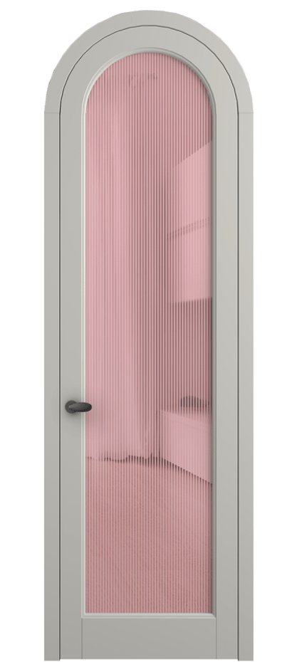 Межкомнатная дверь Палаццо 6814 Матовый тёплый серый Рифлёное розовое стекло "Дюна", триплекс Цена 7000 Br | Volhovec