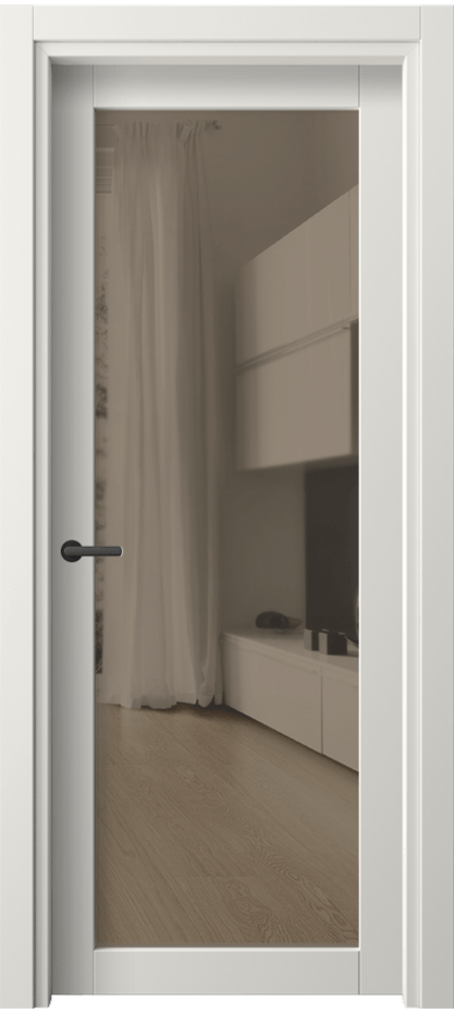 Межкомнатная дверь Нео 2102 ПЭТ белоснежный Прозрачное бронзовое стекло, триплекс Цена 610 Br | Volhovec