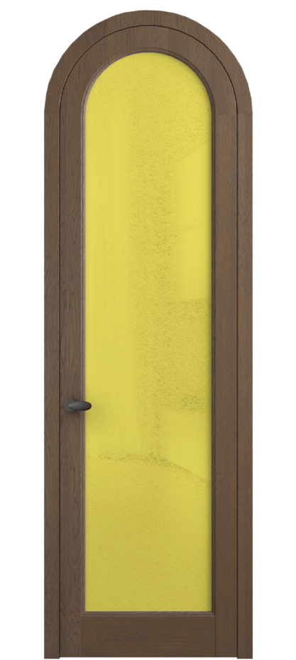 Межкомнатная дверь Palazzo 6814 Дуб туманный матовый Фактурное жёлтое стекло "Лёд", триплекс, 8 мм Цена 10700.3044 Br | Volhovec
