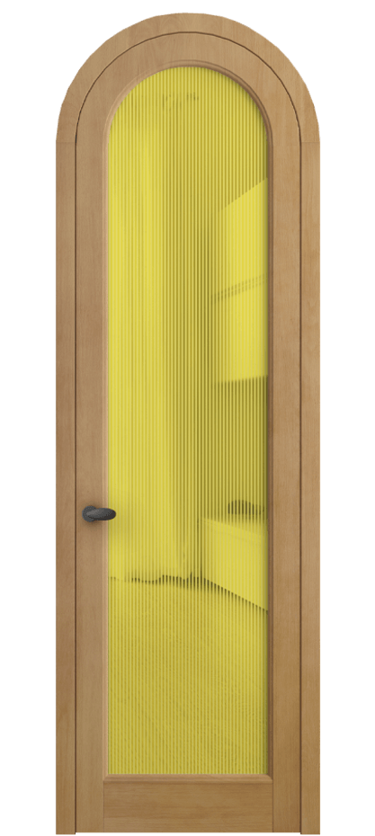 Межкомнатная дверь Palazzo 6814 Бук натуральный матовый Рифлёное желтое стекло "Дюна", триплекс Цена 9500 Br | Volhovec
