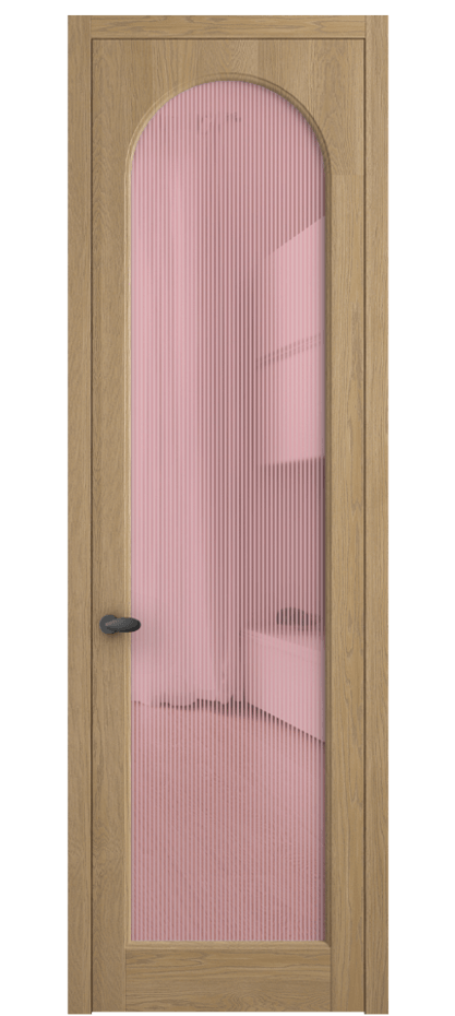 Межкомнатная дверь Palazzo 6804 Дуб соломенный матовый Рифлёное розовое стекло "Дюна", триплекс Цена 8200 Br | Volhovec