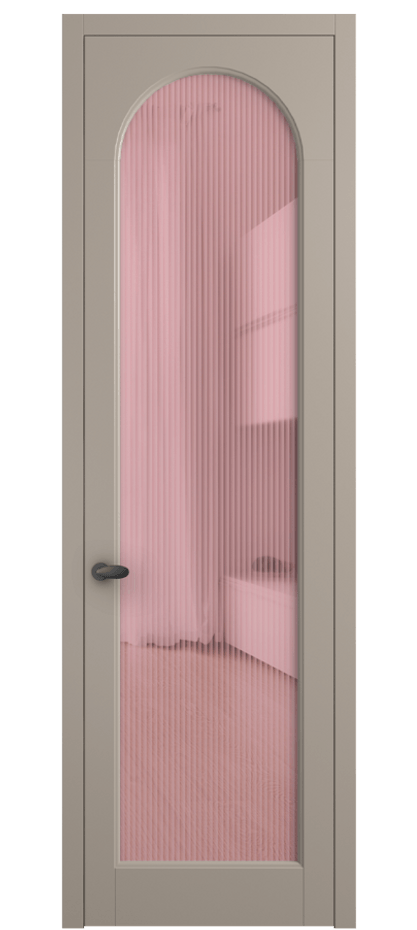 Межкомнатная дверь Palazzo 6804 Матовый бисквитный Рифлёное розовое стекло "Moru", триплекс Цена 5600 Br | Volhovec