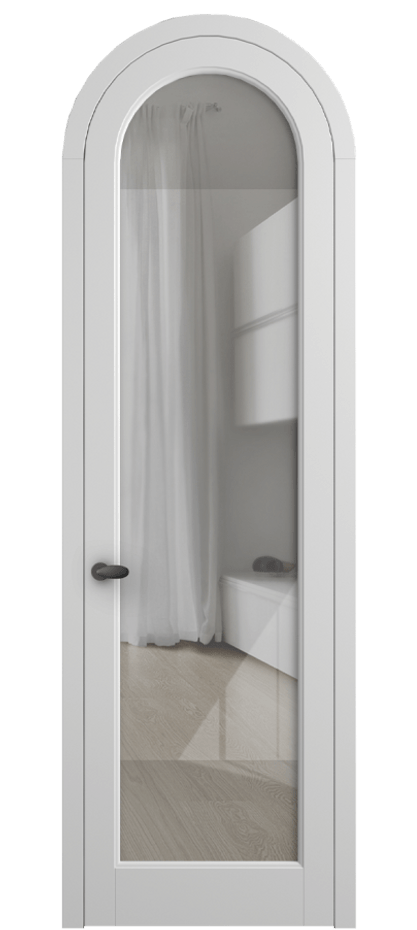 Межкомнатная дверь Palazzo 6814 Матовый белоснежный Рефлективное прозрачное стекло "Stopsol", калёное Цена 7100 Br | Volhovec