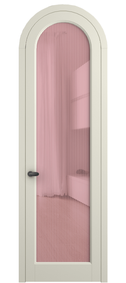 Межкомнатная дверь Palazzo 6814 Матовый молочно-белый Рифлёное розовое стекло "Moru", триплекс, 8 мм Цена 6700 Br | Volhovec