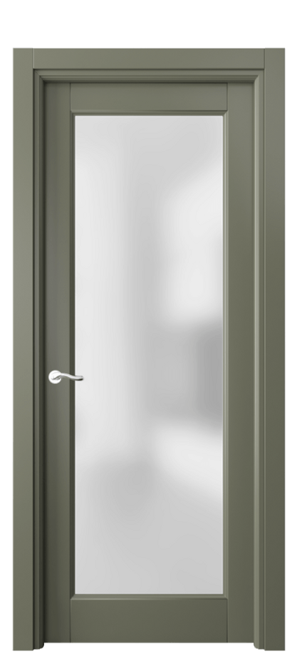 Межкомнатная дверь Лигнум 0700 Матовый оливковый тёмный Сатинированное стекло Цена 5290 Br | Volhovec