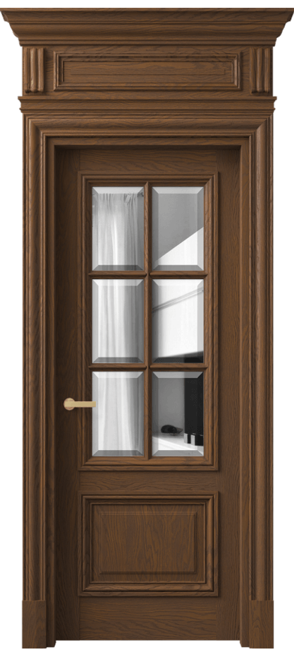 Межкомнатная дверь Антик 7312 Дуб каштановый матовый Двустороннее зеркало с фацетом, триплекс Цена 15830 Br | Volhovec