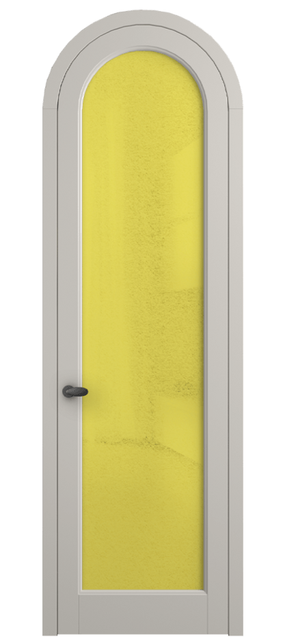 Межкомнатная дверь Palazzo 6814 Матовый облачно-серый Фактурное жёлтое стекло "Лёд", триплекс Цена 7000 Br | Volhovec