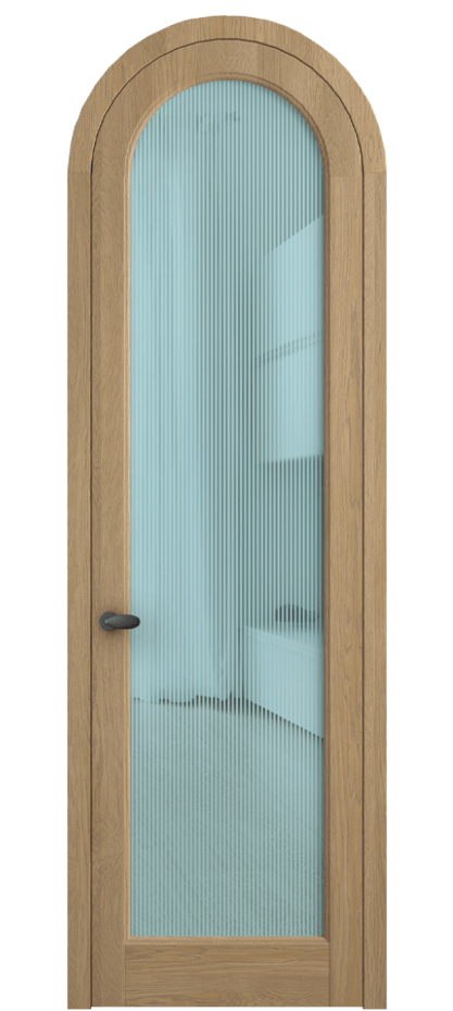 Межкомнатная дверь Palazzo 6814 Дуб соломенный матовый Рифлёное голубое стекло "Дюна", триплекс Цена 11400 Br | Volhovec